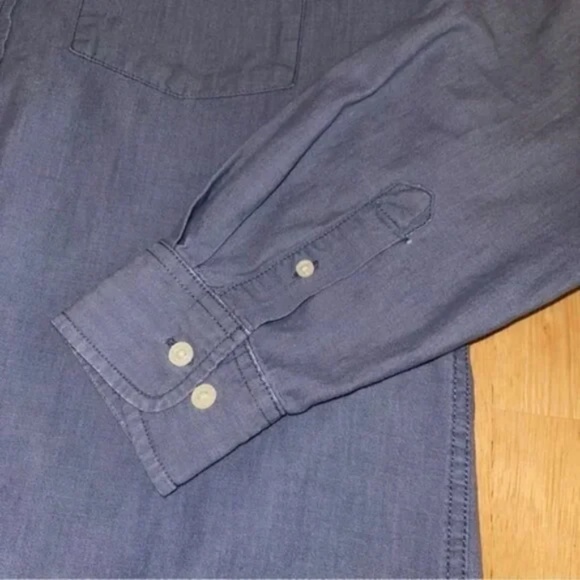 Men's Blue Button Down Long Sleeve Shirt - Picture 4 of 8